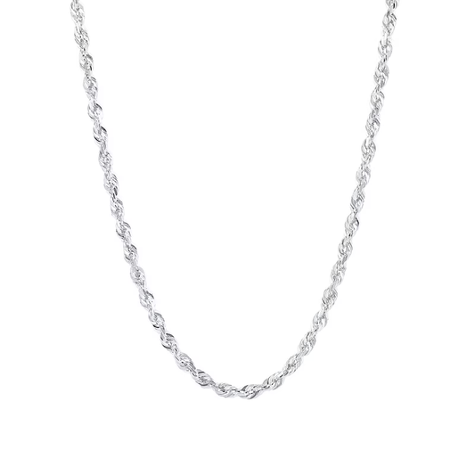 14k Gold 2.4mm Semi-Solid Round Rope Chain Necklace