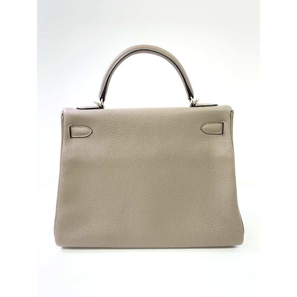 Hermes Kelly 32cm, Gray, Togo Leather, Paladium Hardware
