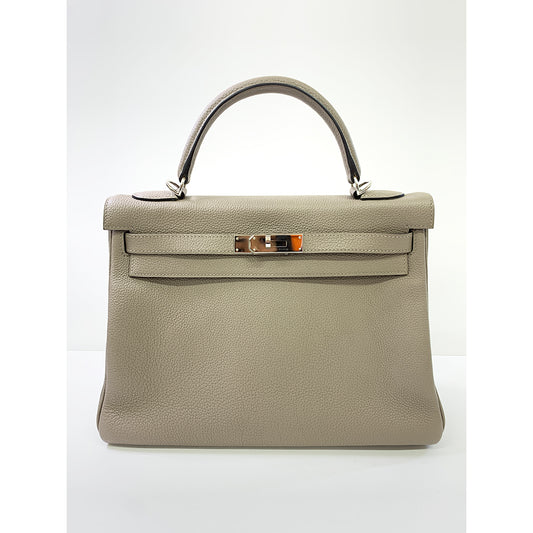 Hermes Kelly 32cm, Gray, Togo Leather, Paladium Hardware