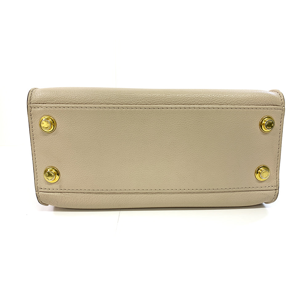 LOUIS VUITTON On My Side PM Tote Bag, Greige, Calf Leather, Gold Hardware