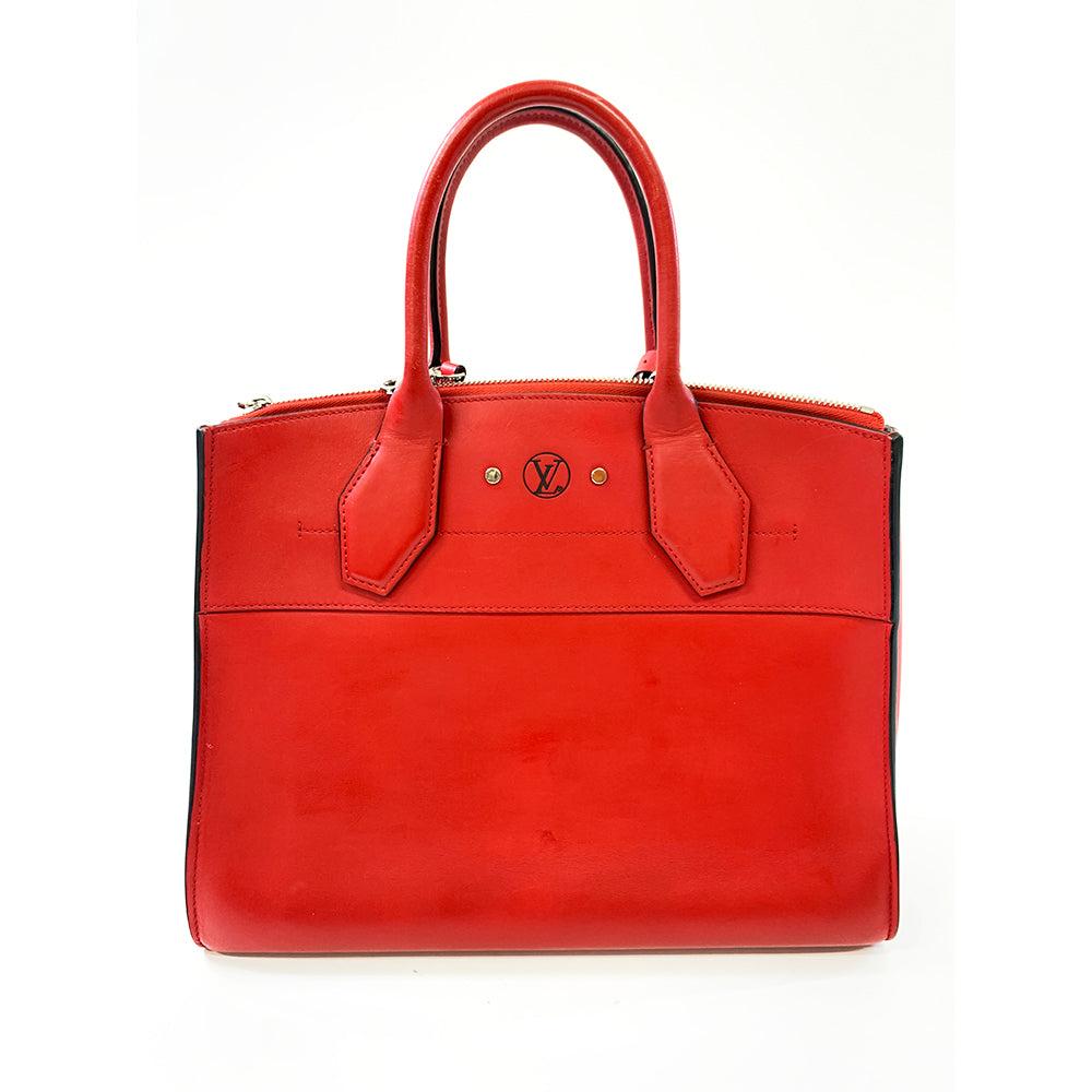 LOUIS VUITTON City Streamer MM, Red, Calf Leather, Silver Hardware