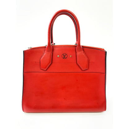 LOUIS VUITTON City Streamer MM, Red, Calf Leather, Silver Hardware