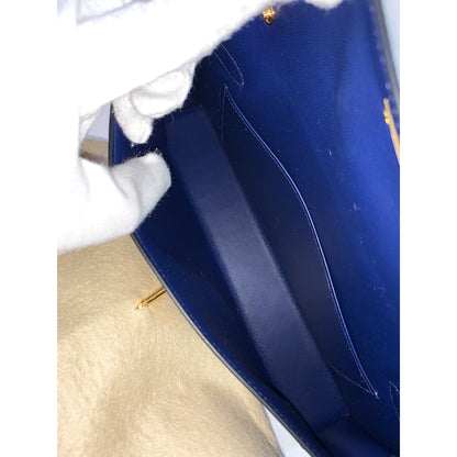 HERMES Kelly Cut 18cm, Dark Blue, Mysore Goatskin Leather, Gold Hardware