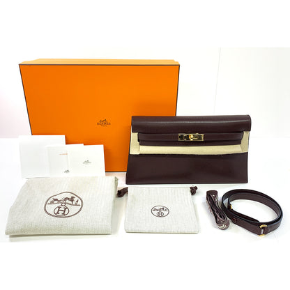 HERMES Kelly Cut 18cm, Rouge, Mysore Goatskin Leather, Gold Hardware