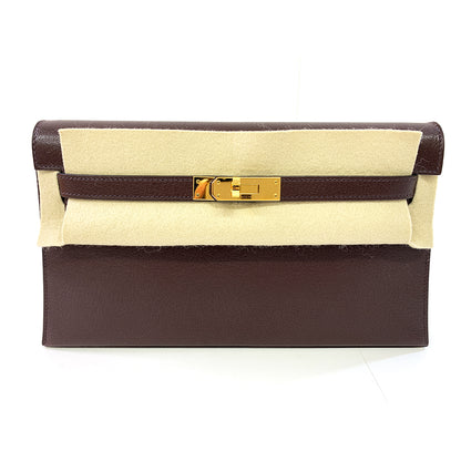 HERMES Kelly Cut 18cm, Rouge, Mysore Goatskin Leather, Gold Hardware