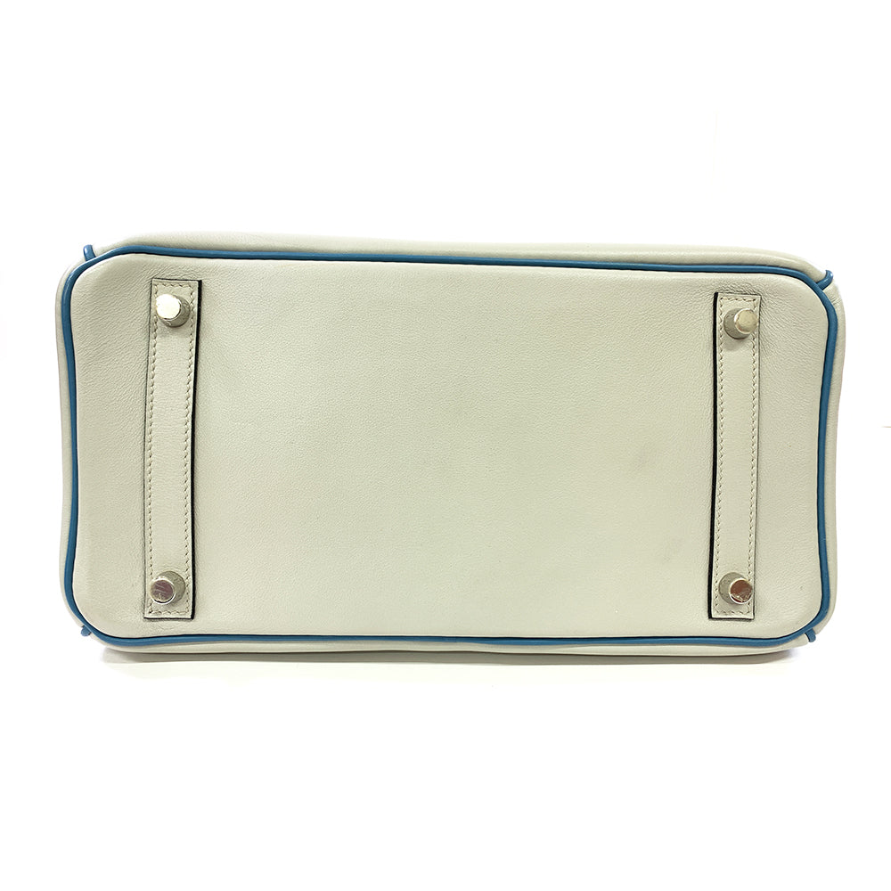 HERMES Birkin 30cm, light grey & blue, Swift Leather, Palladium Hardware