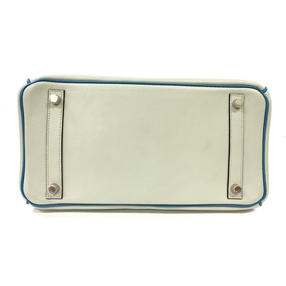 HERMES Birkin 30cm, light grey & blue, Swift Leather, Palladium Hardware
