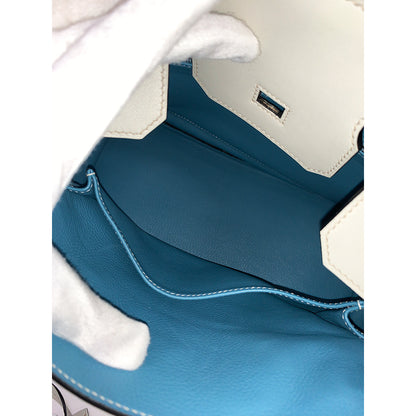 HERMES Birkin 30cm, light grey & blue, Swift Leather, Palladium Hardware