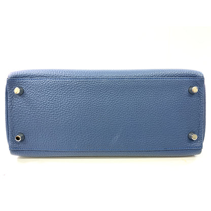 HERMES Kelly 28cm, Navy Blue, Togo Leather, Palladium Hardware