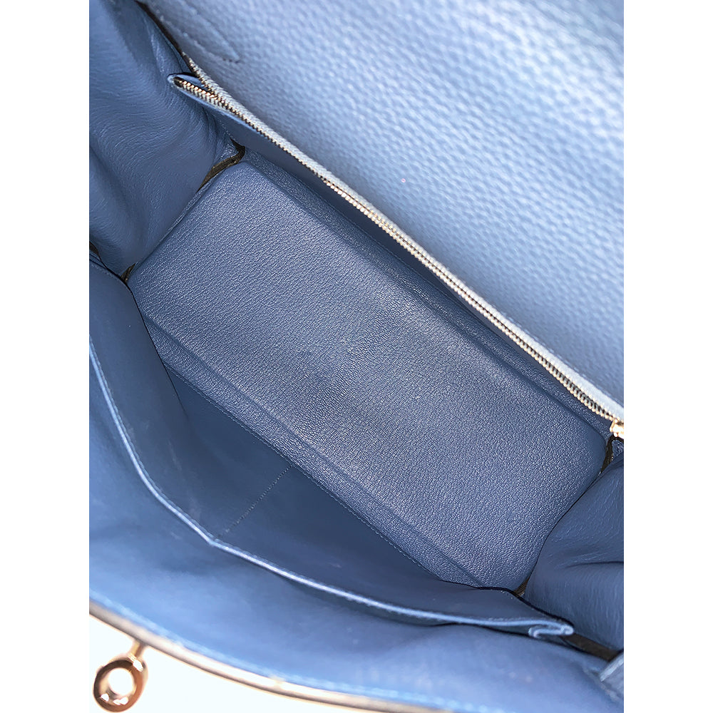 HERMES Kelly 28cm, Navy Blue, Togo Leather, Palladium Hardware