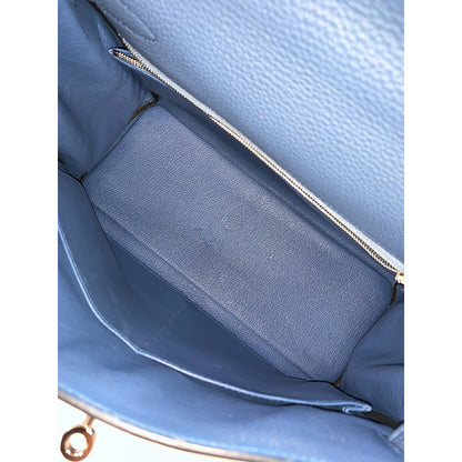HERMES Kelly 28cm, Navy Blue, Togo Leather, Palladium Hardware