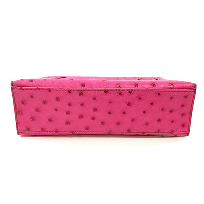 HERMES pochette Kelly 22cm, Pink, Ostrich Leather, Palladium Hardware
