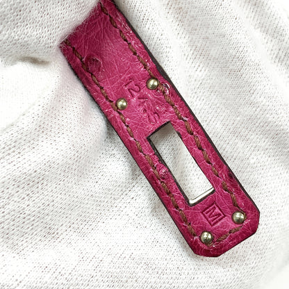 HERMES pochette Kelly 22cm, Pink, Ostrich Leather, Palladium Hardware