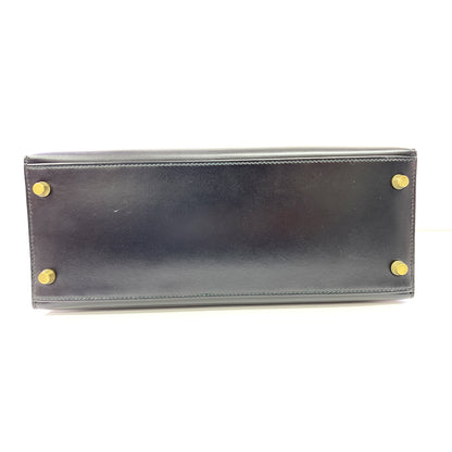 HERMES Kelly 28cm, Black, Calf Leather, Gold Hardware