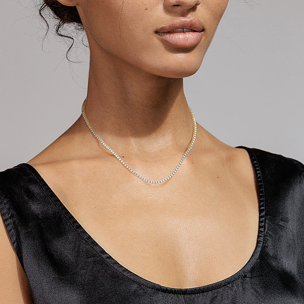 14k Gold 12 ct Lab-grown Diamond Tennis Necklace