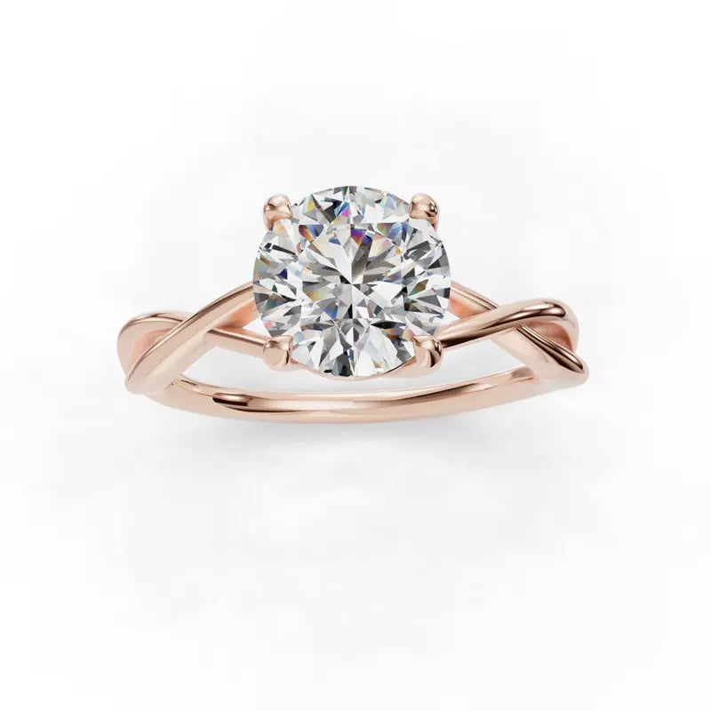 14k Gold Lab Diamond Twist Solitaire Ring