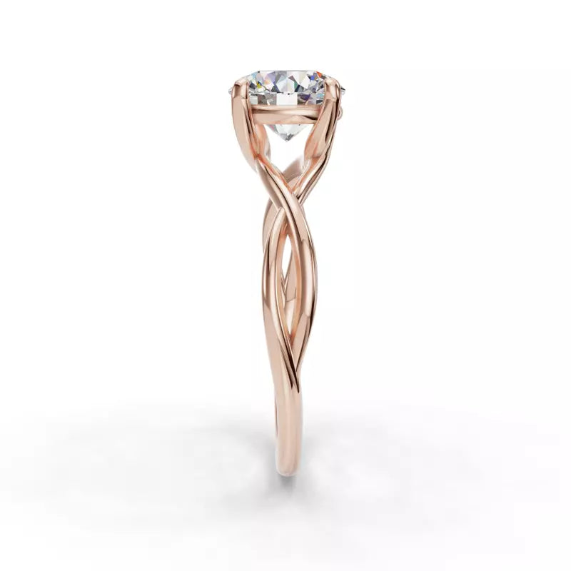 14k Gold Lab Diamond Twist Solitaire Ring