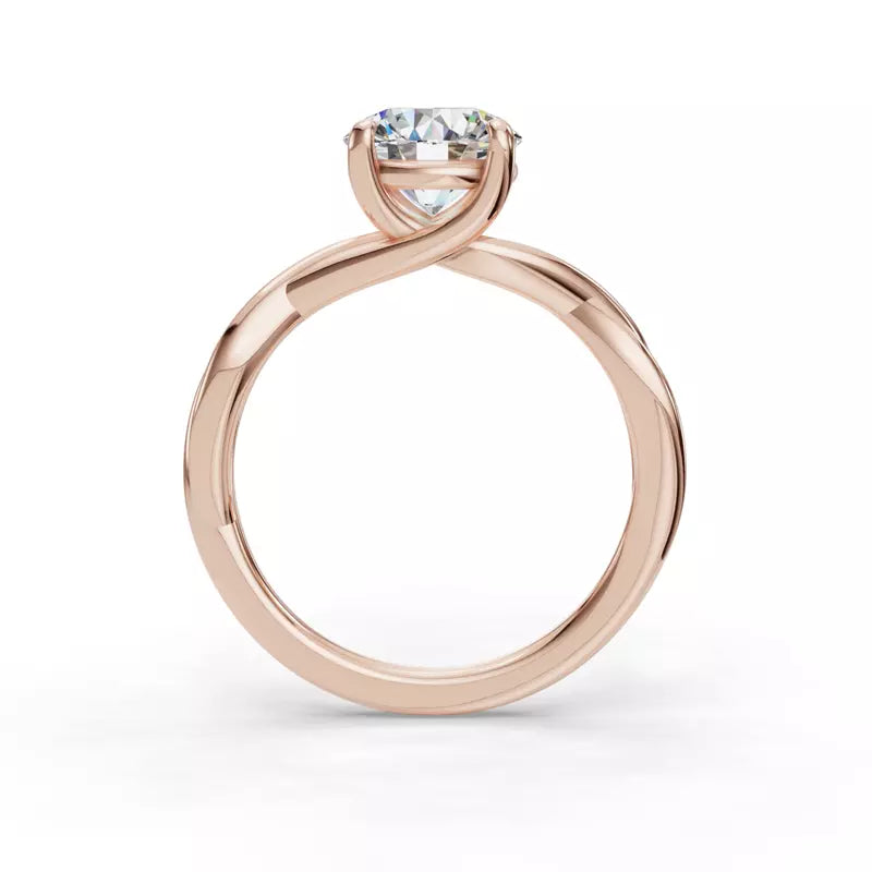 14k Gold Lab Diamond Twist Solitaire Ring
