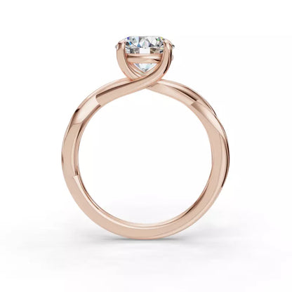 14k Gold Lab Diamond Twist Solitaire Ring
