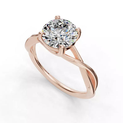 14k Gold Lab Diamond Twist Solitaire Ring