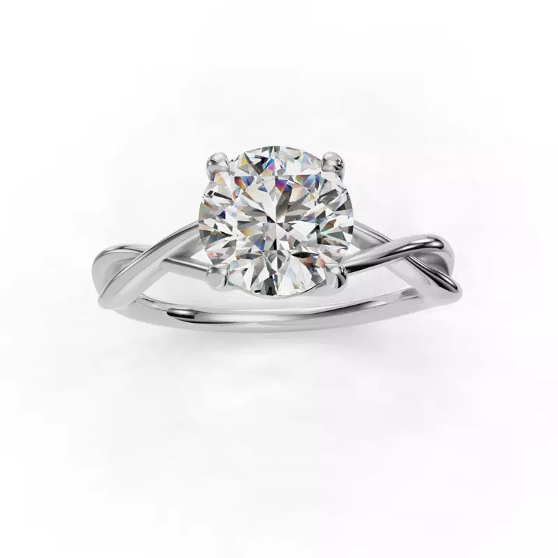 14k Gold Lab Diamond Twist Solitaire Ring