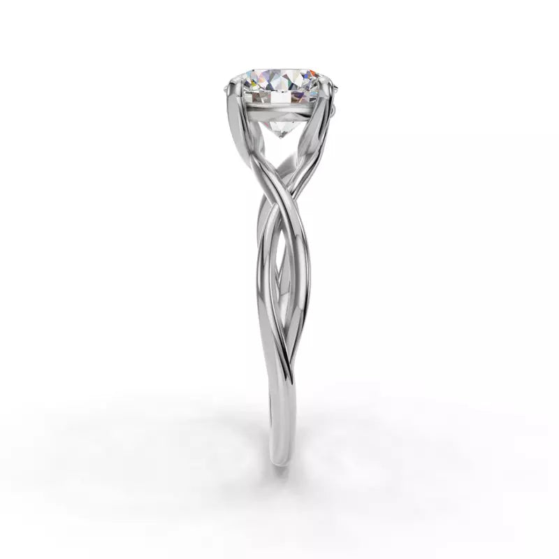 14k Gold Lab Diamond Twist Solitaire Ring