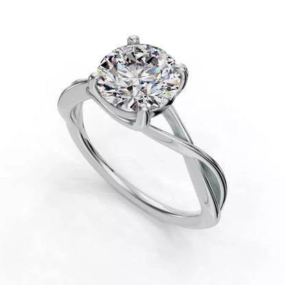 14k Gold Lab Diamond Twist Solitaire Ring