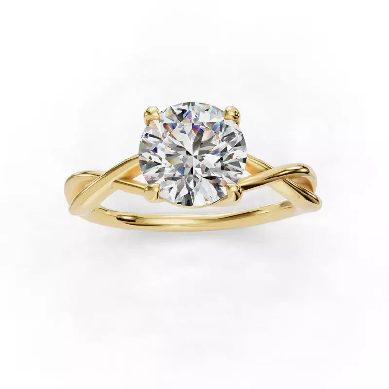 14k Gold Lab Diamond Twist Solitaire Ring