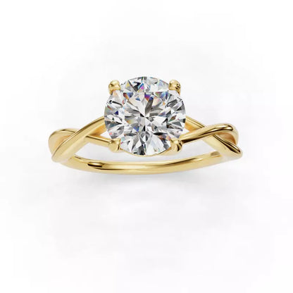 14k Gold Lab Diamond Twist Solitaire Ring