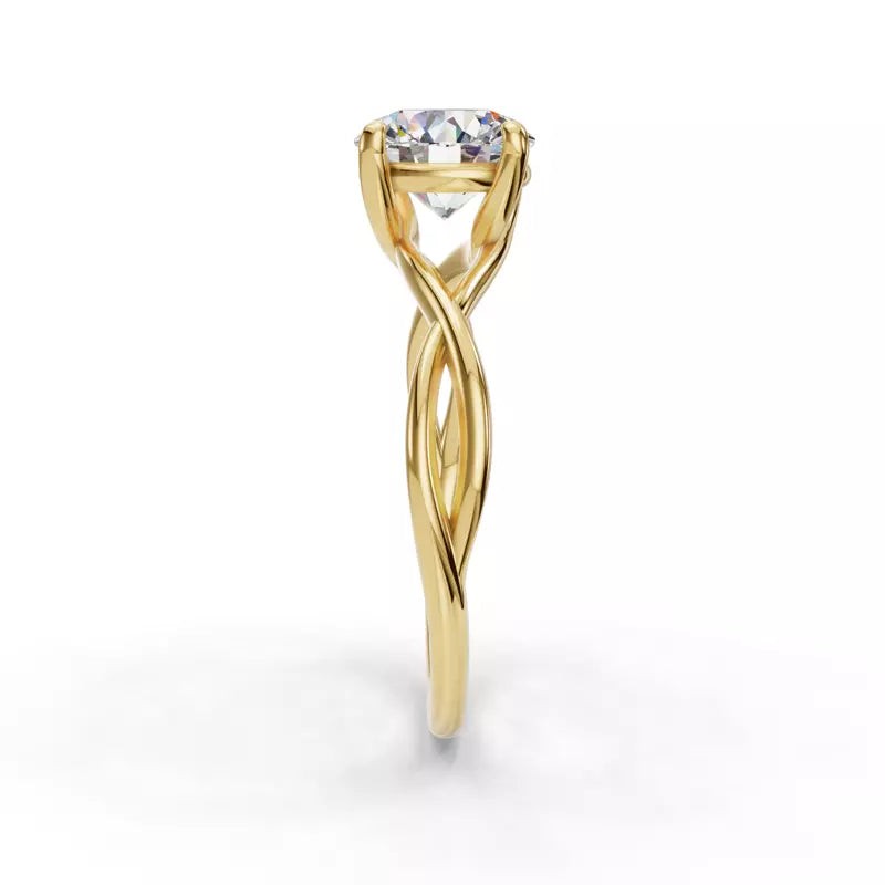 14k Gold Lab Diamond Twist Solitaire Ring