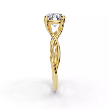 14k Gold Lab Diamond Twist Solitaire Ring