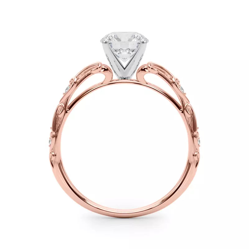 14k Gold Lab Diamond Vintage Inspired Engagement Ring