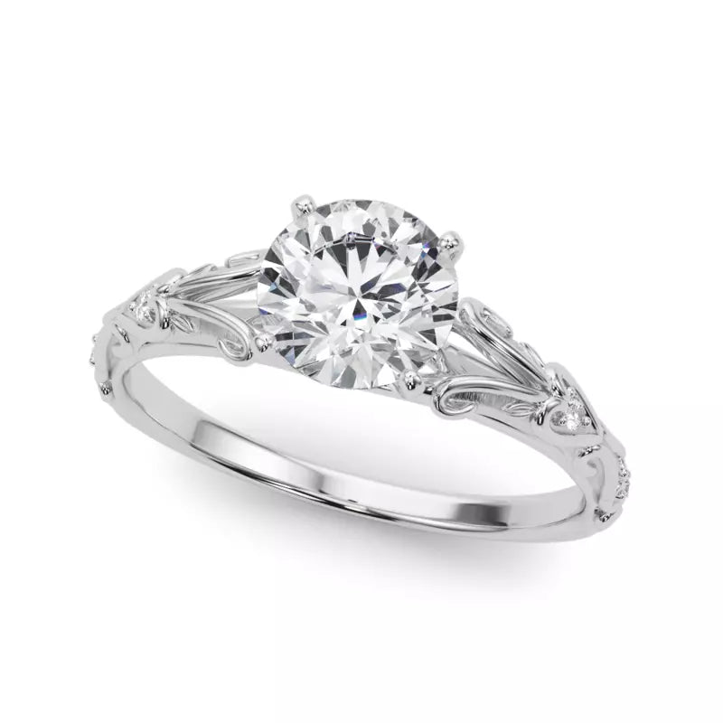 14k Gold Lab Diamond Vintage Inspired Engagement Ring