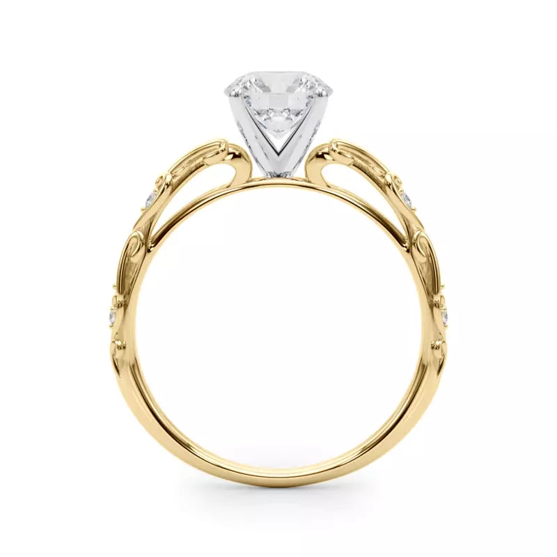 14k Gold Lab Diamond Vintage Inspired Engagement Ring