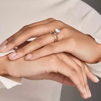 14k Gold Lab Diamond Vine Inspired Engagement Ring