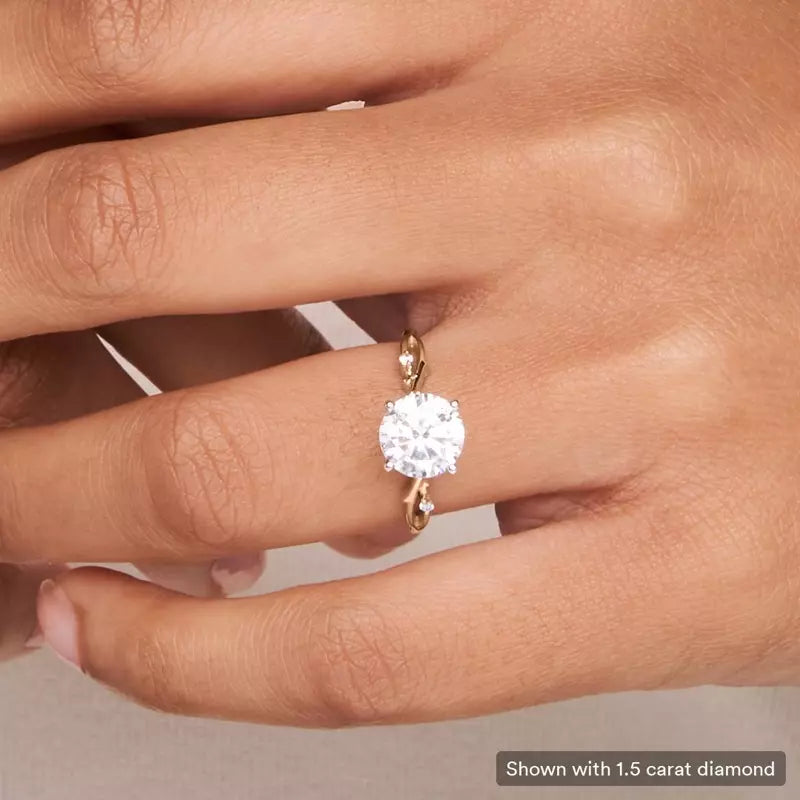 14k Gold Lab Diamond Vine Inspired Engagement Ring