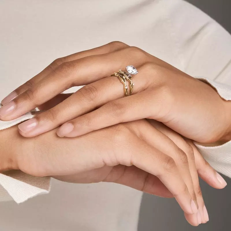 14k Gold Lab Diamond Vine Inspired Engagement Ring