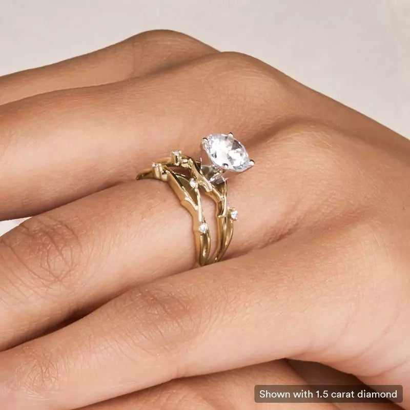 14k Gold Lab Diamond Vine Inspired Engagement Ring