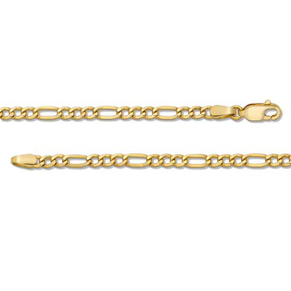 14k Gold 3.2 mm Diamond-Cut Hollow Figaro Chain Necklace