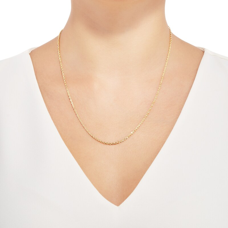 14k Gold 1.8 mm Diamond-Cut Round Hollow Rope Chain Necklace