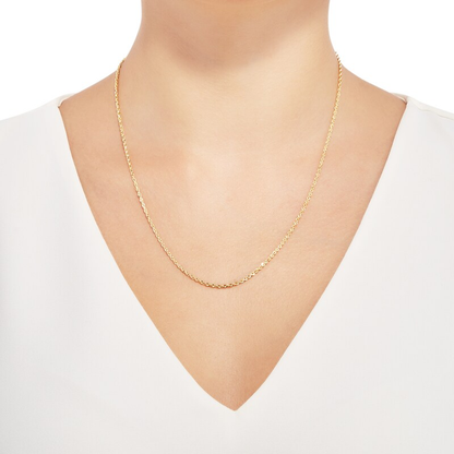 14k Gold 1.8 mm Diamond-Cut Round Hollow Rope Chain Necklace