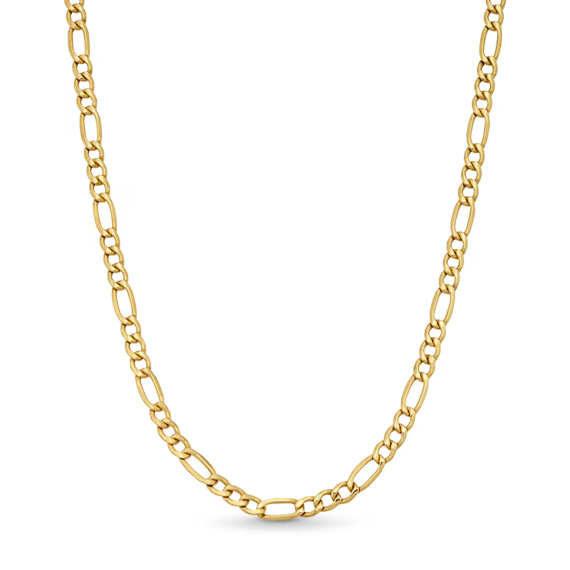 14k Gold 3.2 mm Diamond-Cut Hollow Figaro Chain Necklace