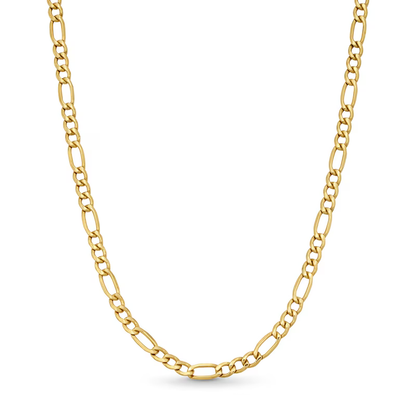14k Gold 3.2 mm Diamond-Cut Hollow Figaro Chain Necklace