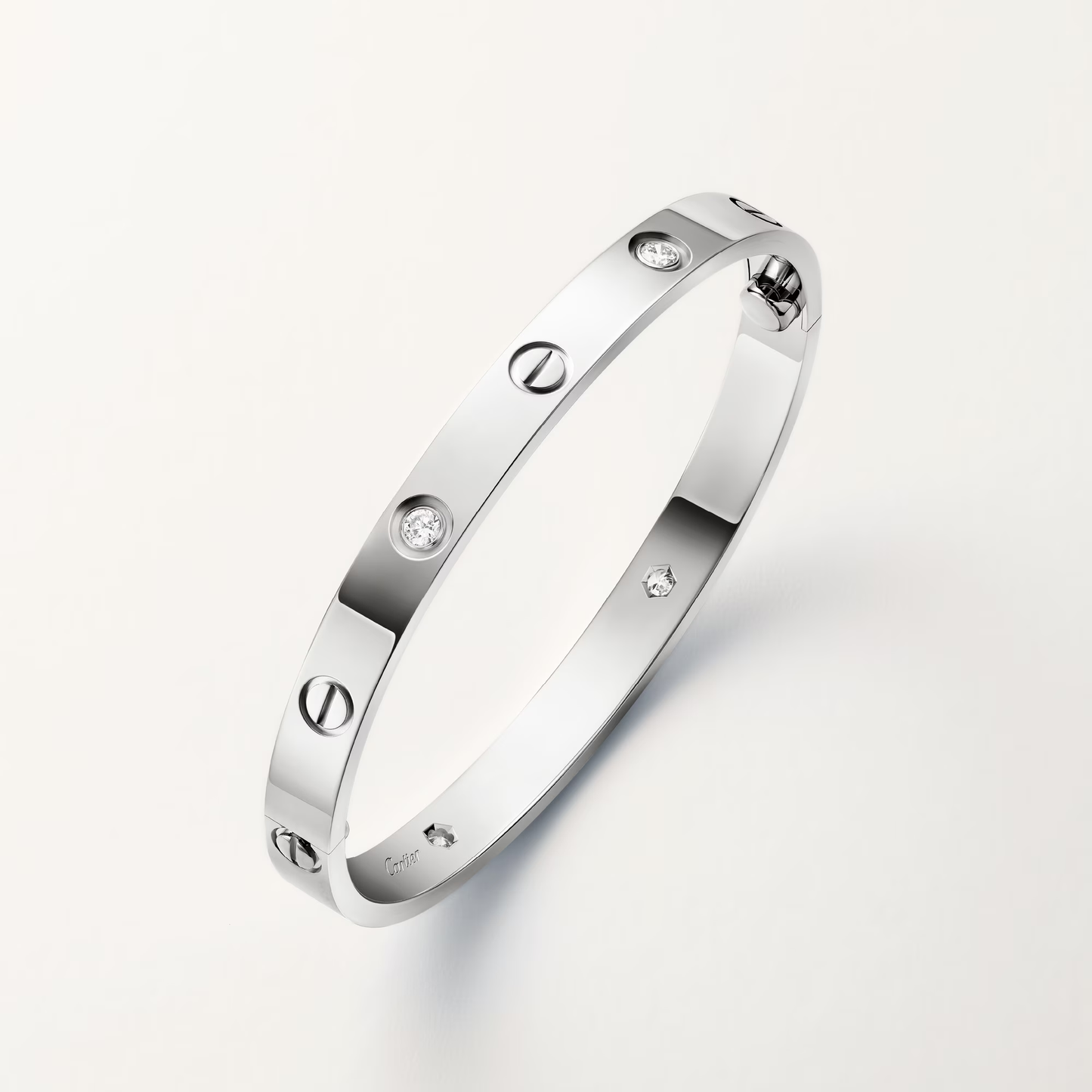 LOVE Bracelet, Classic Model, 4 Diamonds White Gold, Size 17