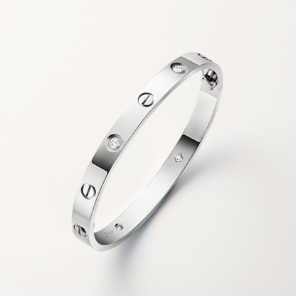 LOVE Bracelet, Classic Model, 4 Diamonds White Gold, Size 17