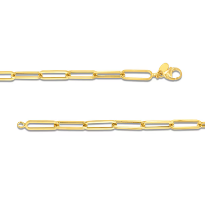 14k Gold 5.6mm Hollow Paper Clip Chain Necklace