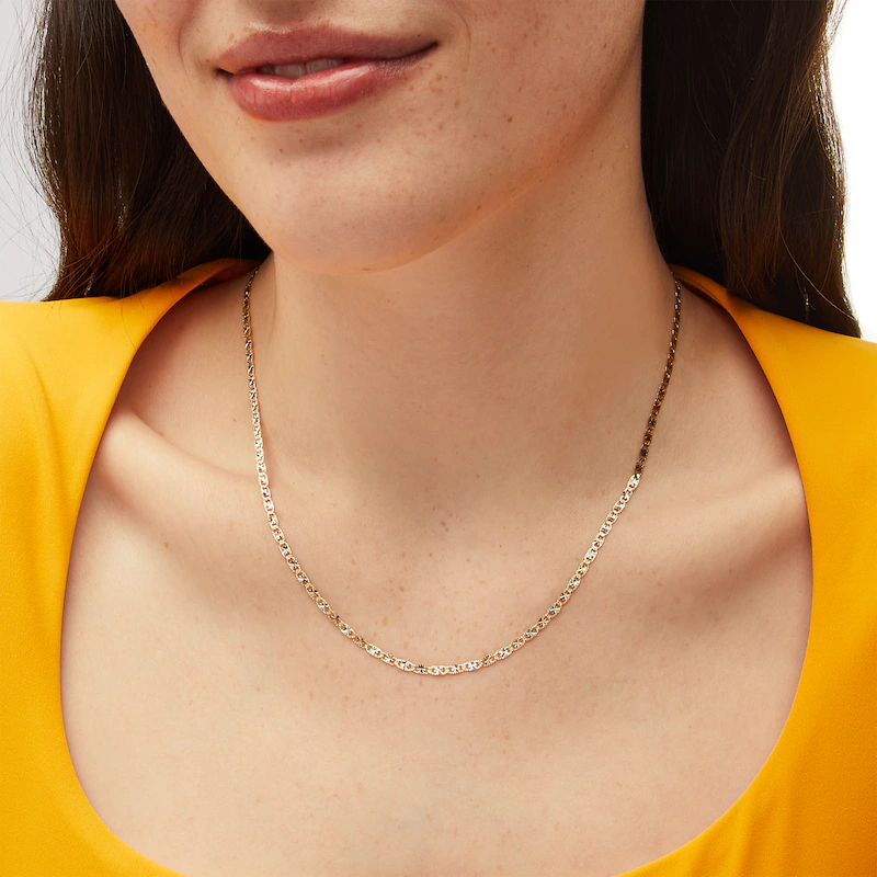 14k Tri Tone 2.5 mm Diamond Cut Valentino Chain Necklace