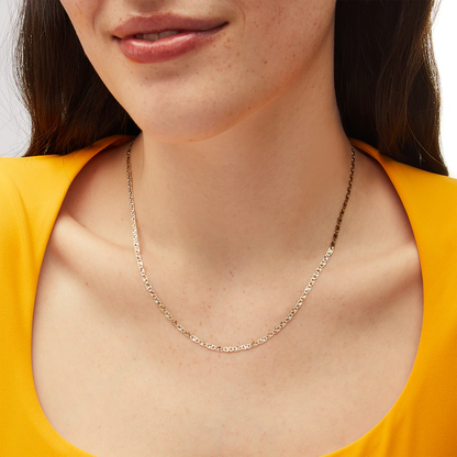 14k Tri Tone 2.5 mm Diamond Cut Valentino Chain Necklace