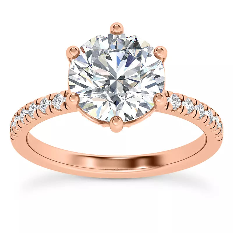 14k Gold Lab Diamond Curved Hidden Halo Engagement Ring