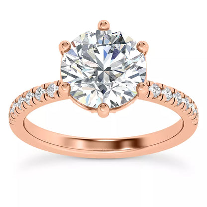 14k Gold Lab Diamond Curved Hidden Halo Engagement Ring